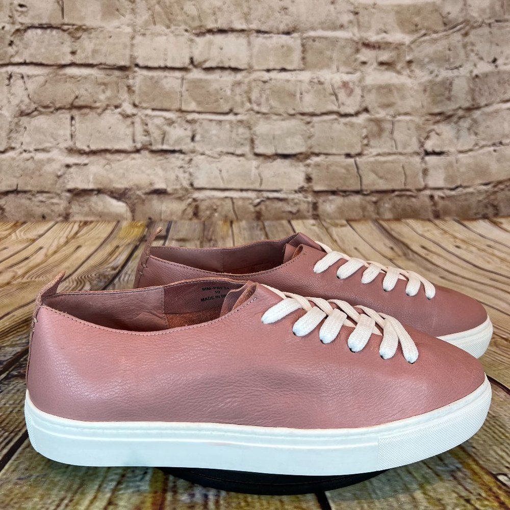 Mossimo Matteo Women's Taupe Pink Soft Leather Low Lace Up Sneakers Size 10